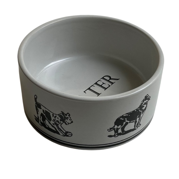 NWOT Harry Barker Water Porcelain Bowls White &  Black Dog Graphics - Picture 7 of 8